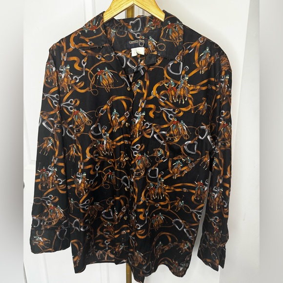 Vermont Country Store Tops - Polo Vibes Black Western Print Long-Sleeve button up Shirt